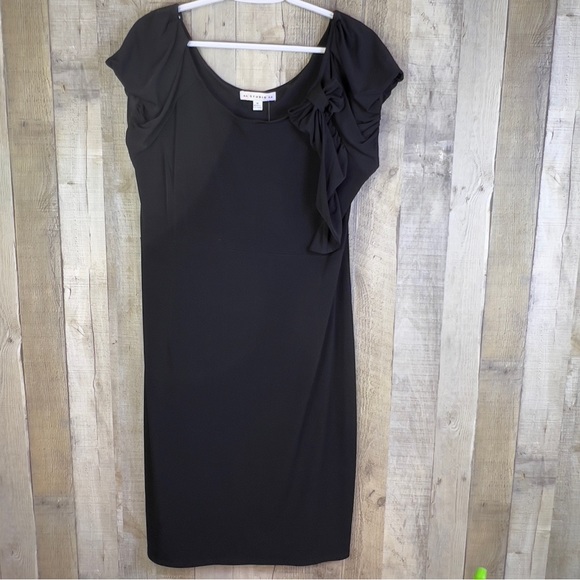 AA Studio AA Size 16 Scoop-Neck Peplum Black Dress with Short Cap Puff Sleeves - Picture 1 of 12